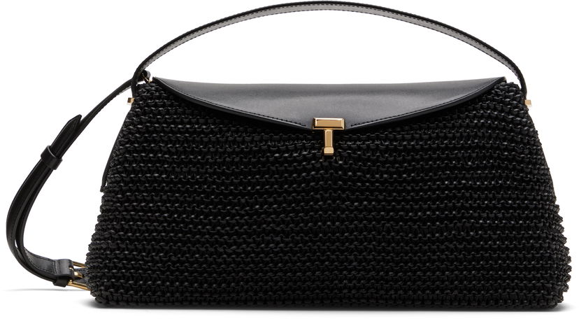 Torba za rame TOTEME TOTEME T-Lock Woven-Leather Shoulder Bag Crna | 252-WAL961-LE0134