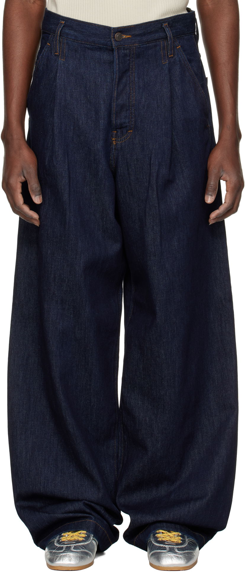 Jeans Dries Van Noten Dries Van Noten Pleated Jeans Plava | 251-020923-1552