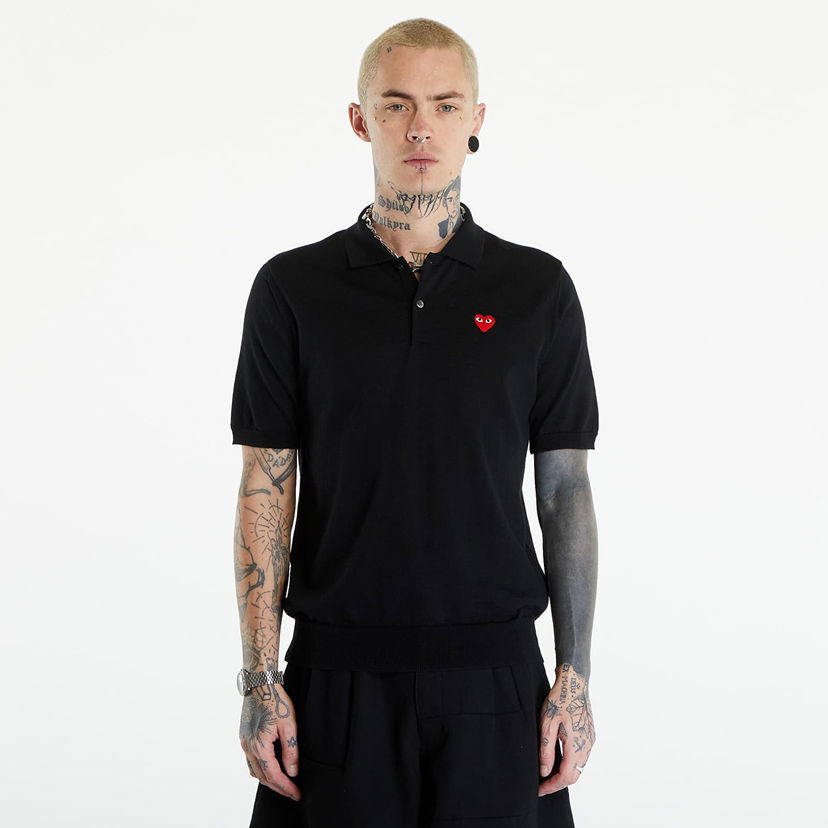 Majica kratkih rukava Comme des Garçons PLAY Red Emblem Sweater UNISEX Black Crna | AXN094 black