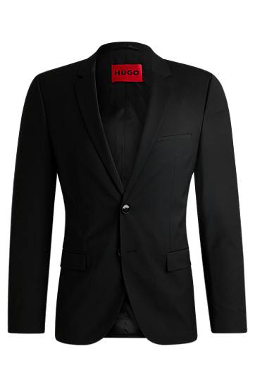 Jakna BOSS HUGO Extra-Slim Fit Stretch Wool Blend Jacket Crna | 50446523