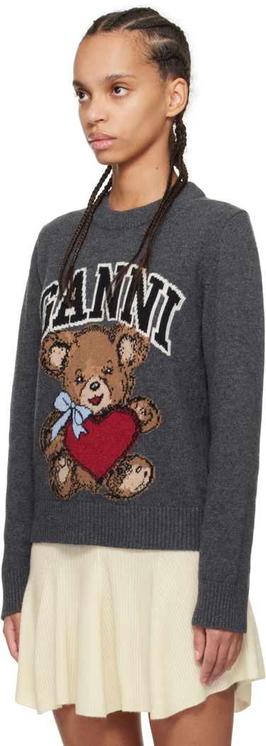 Džemper GANNI GANNI Graphic Bear Sweater Siva | K2370, 3