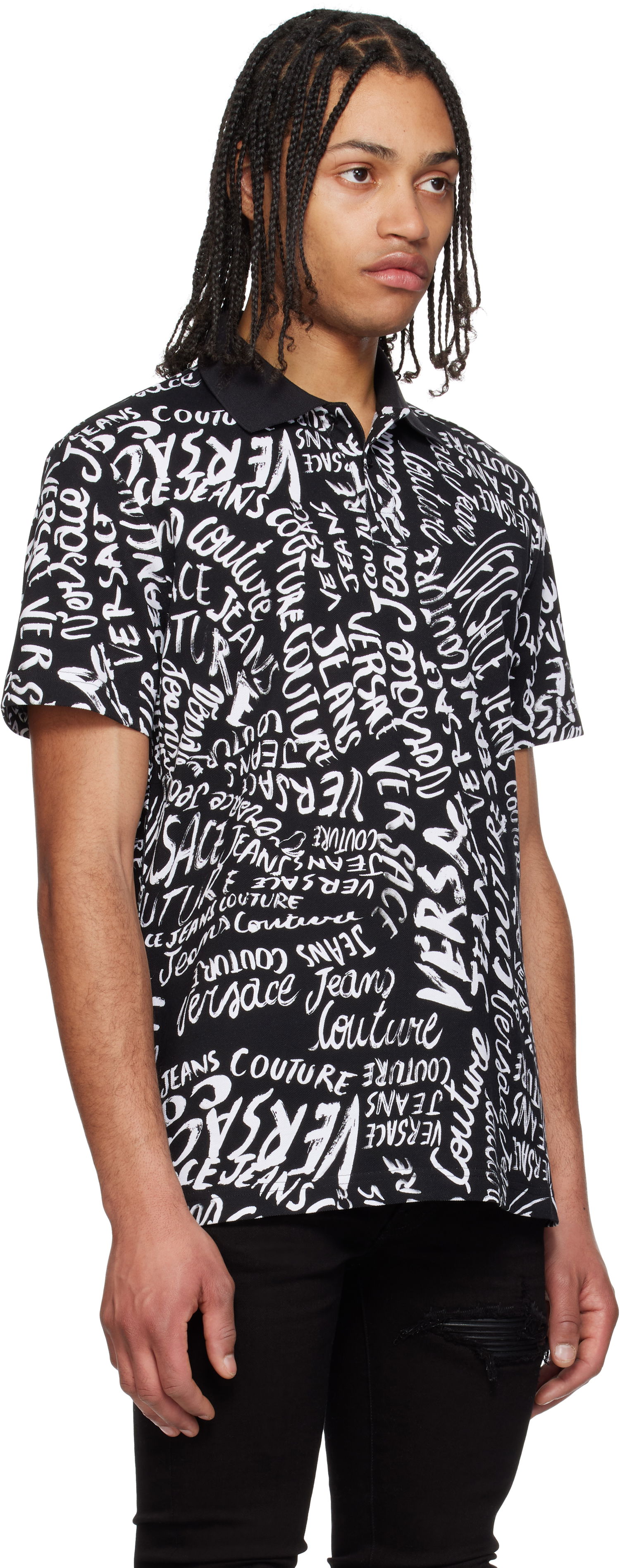 Polo majica Versace Versace Jeans Couture Logo Pattern Polo Crna | E78GAG6R0_EJS459, 1