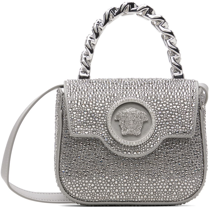 Ručna torbica Versace Silver Crystal 'La Medusa' Mini Bag Metalik | 1003016_1A06487