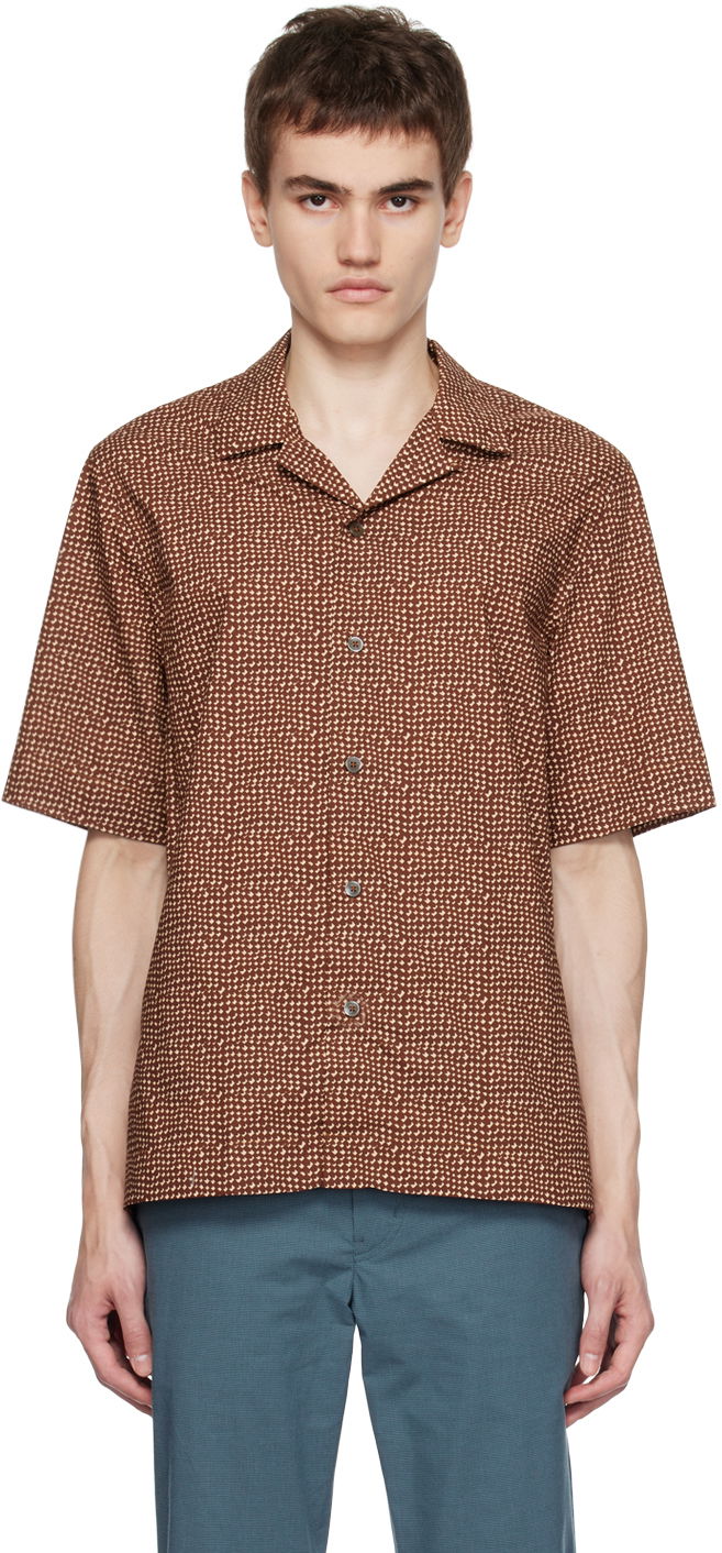 Košulja Paul Smith Paul Smith Mini Tile Short Sleeve Button-Up Shirt Smeđa | M1R-905U-L02054