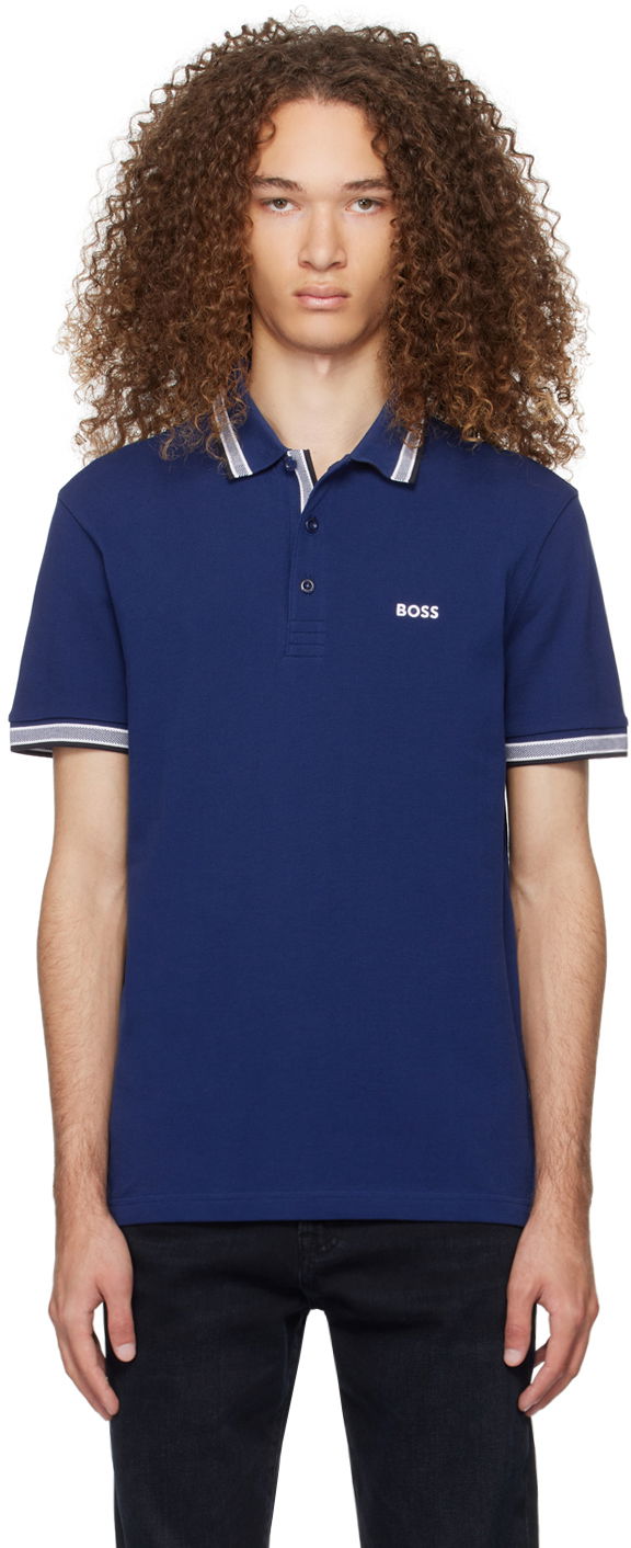 Polo majica BOSS Striped Polo Shirt Plava | 50469055