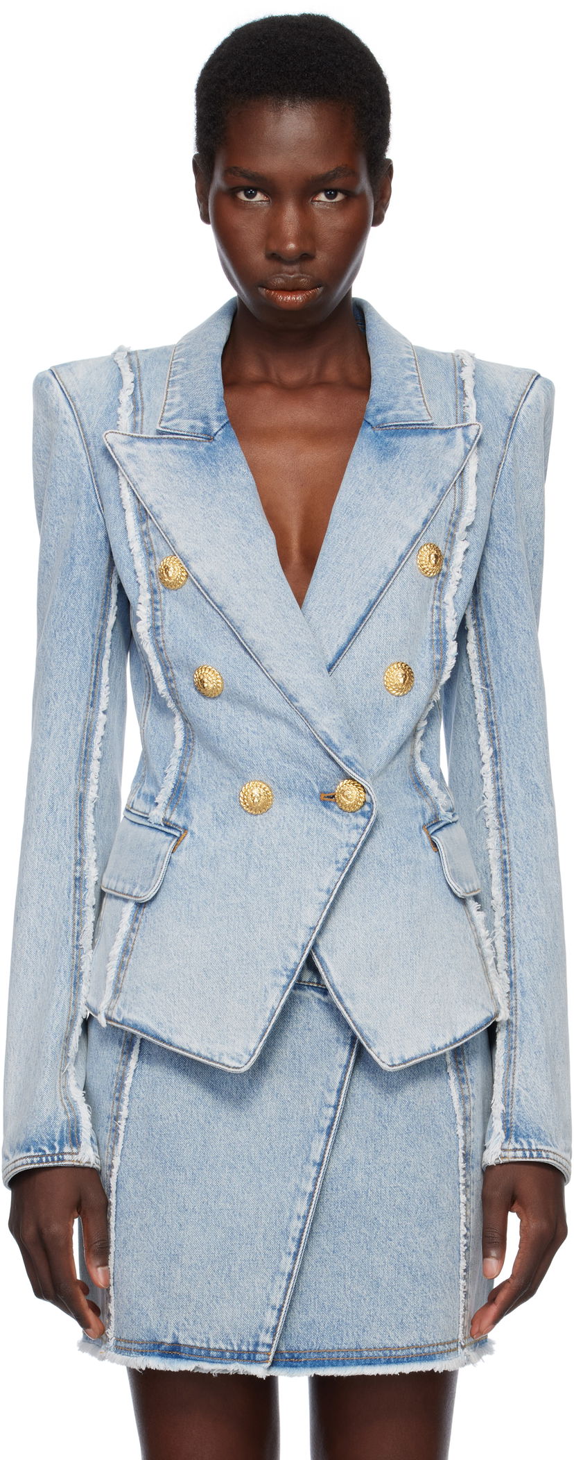 Jakna Balmain Balmain 6-Button Tailored Denim Blazer Plava | EF0SG220DF75