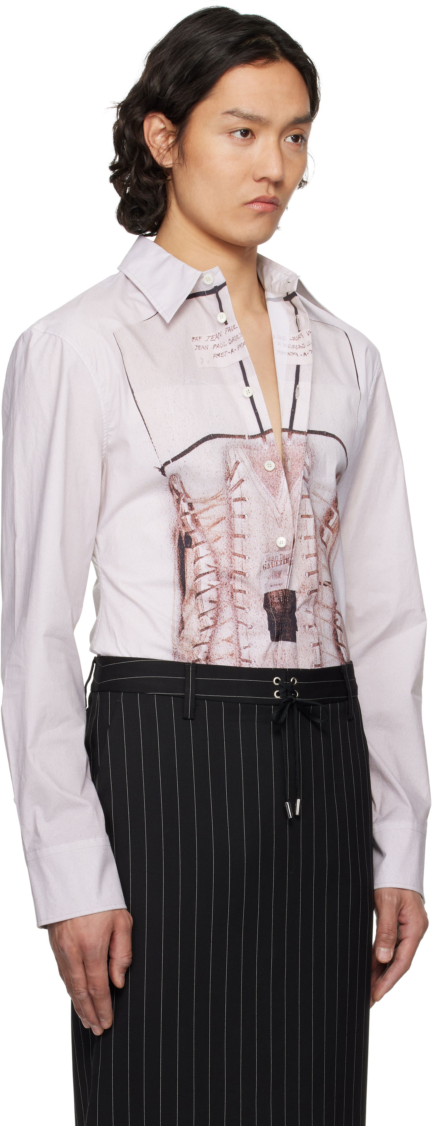 Košulja Jean Paul Gaultier Jean Paul Gaultier Trompe-L'Œil Corset Print Shirt Bijela | 25/34-F-CH096-C071-260100, 1