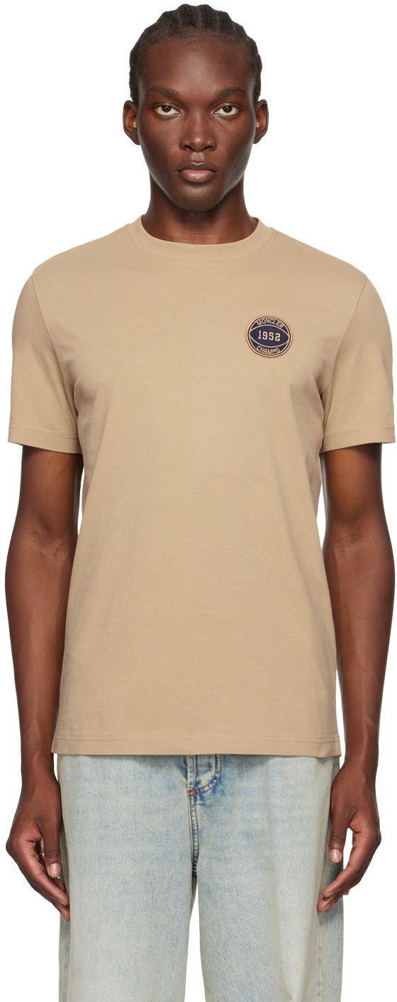 Majica kratkih rukava Moncler Taupe Football Patch T-Shirt Bež | J20918C0002889AKK