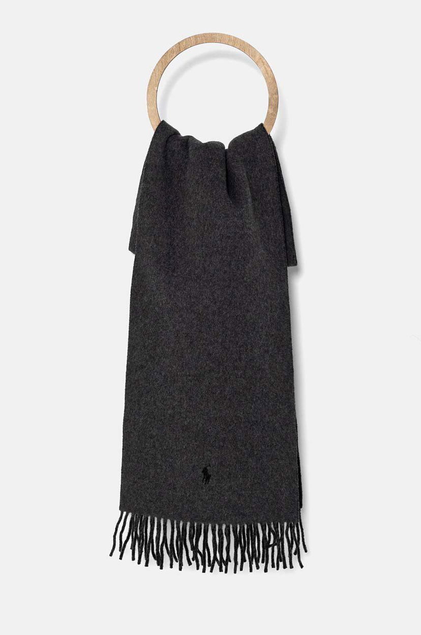 Šal Polo by Ralph Lauren Wool Scarf With Tassels Siva | 455954371