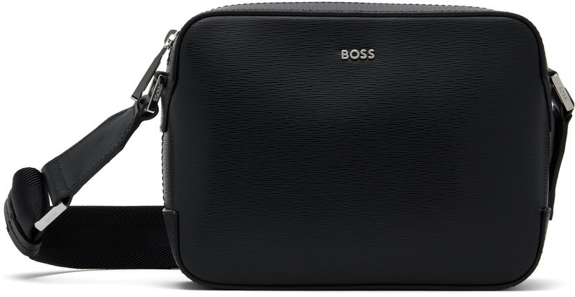 Torba za rame BOSS BOSS Textured Logo Crossbody Bag Crna | 50548274
