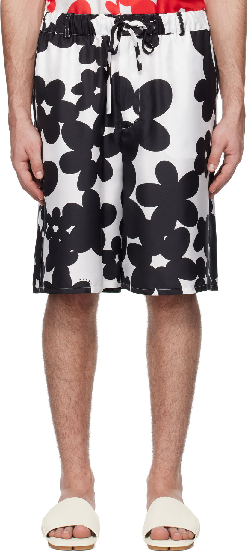 Kratke hlače Marni Marni Dillies Print Silk Bermuda Shorts Bijela | PUMU0291A1 UTSG26