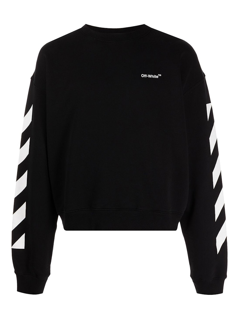 Dukserice Off-White Diagonal Helvetica Oversized Sweatshirt Crna | OMBA058C99FLE0011001