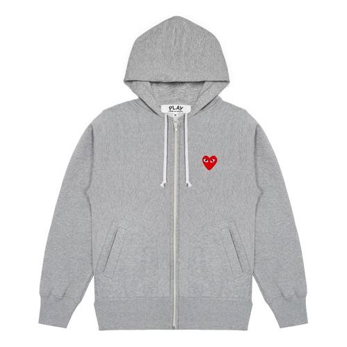 Dukserice Comme des Garçons PLAY Five Heats Logo Zip Hoodie Siva | AZ-T249-051-1