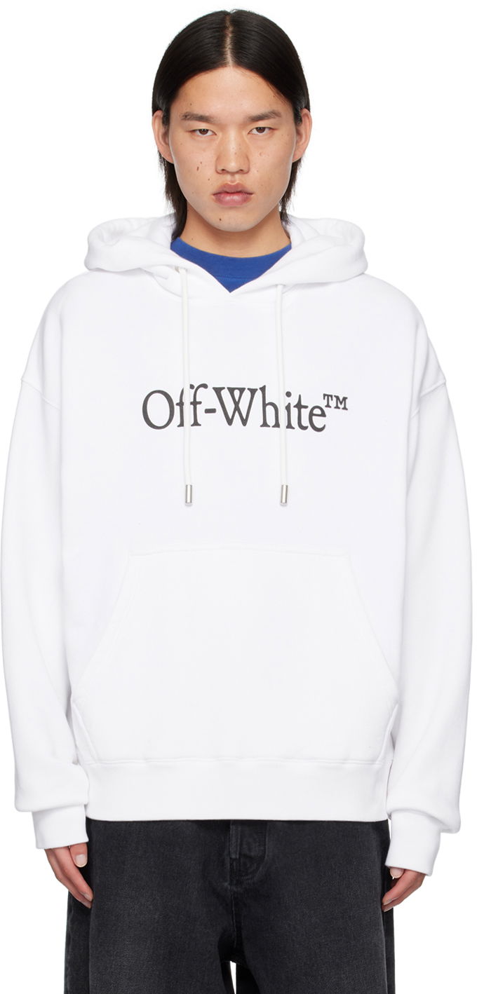 Dukserice Off-White White Big Bookish Skate Hoodie Bijela | OMBB085C99FLE0120110