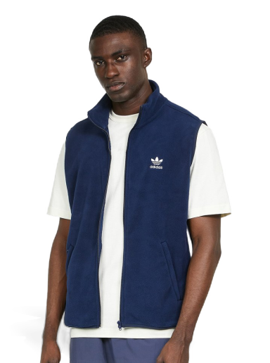 Prsluk adidas Originals 3-Stripes Fleece Vest Tamnoplava | HK7391