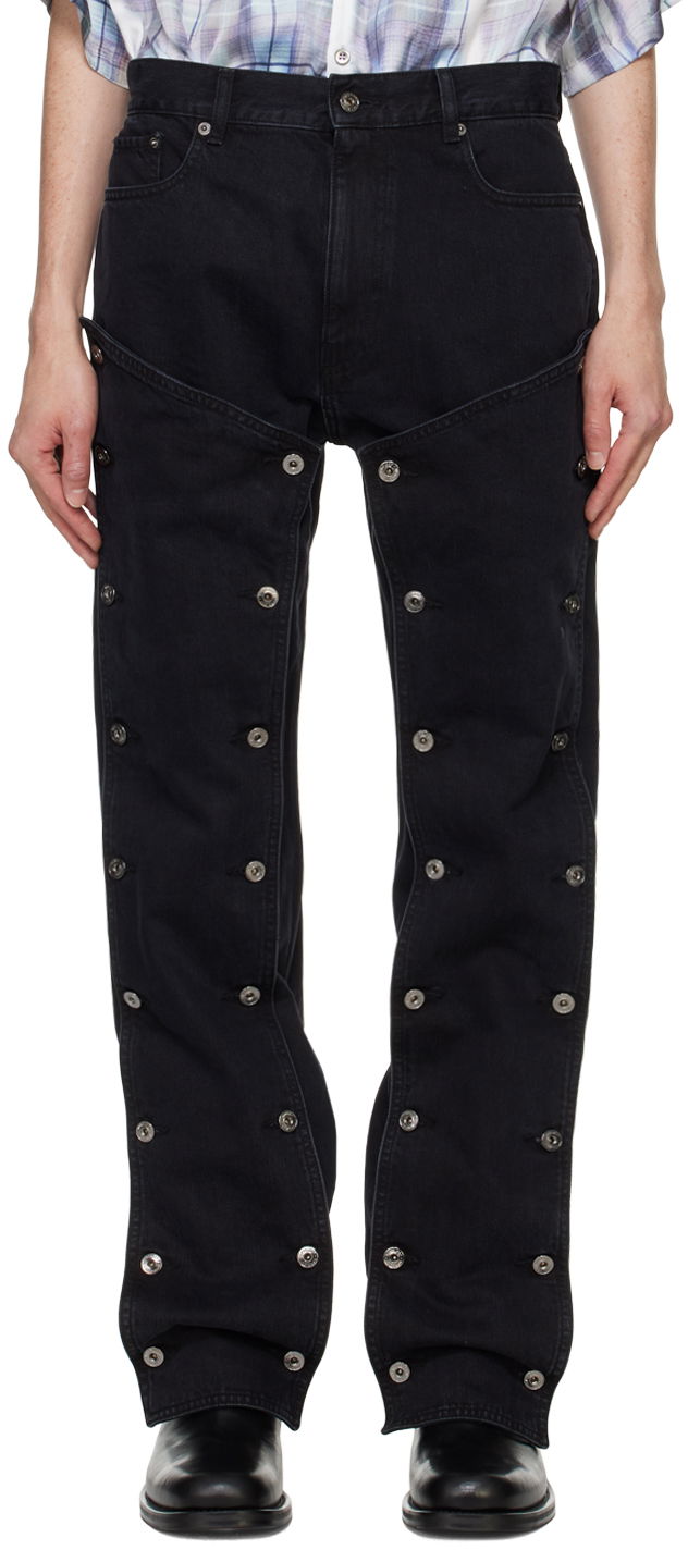 Jeans Y/PROJECT Black Snap Off Jeans Crna | 207PA009