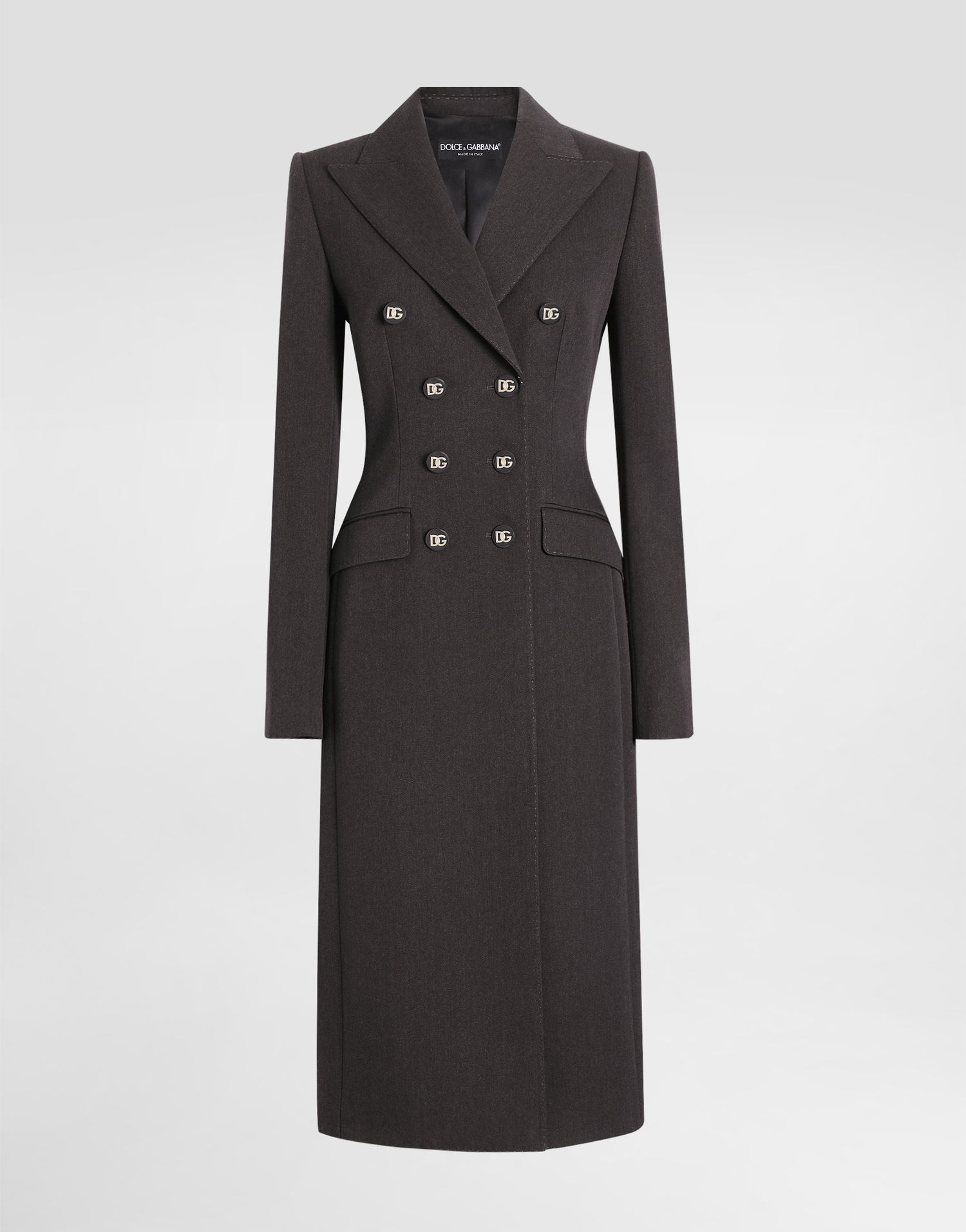 Kaputi Dolce & Gabbana Dolce & Gabbana Double-breasted Wool Coat with DG Buttons Siva | F0W2CTFU287S8290, 0