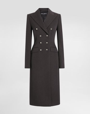Kaputi Dolce & Gabbana Dolce & Gabbana Double-breasted Wool Coat with DG Buttons Siva | F0W2CTFU287S8290, 0