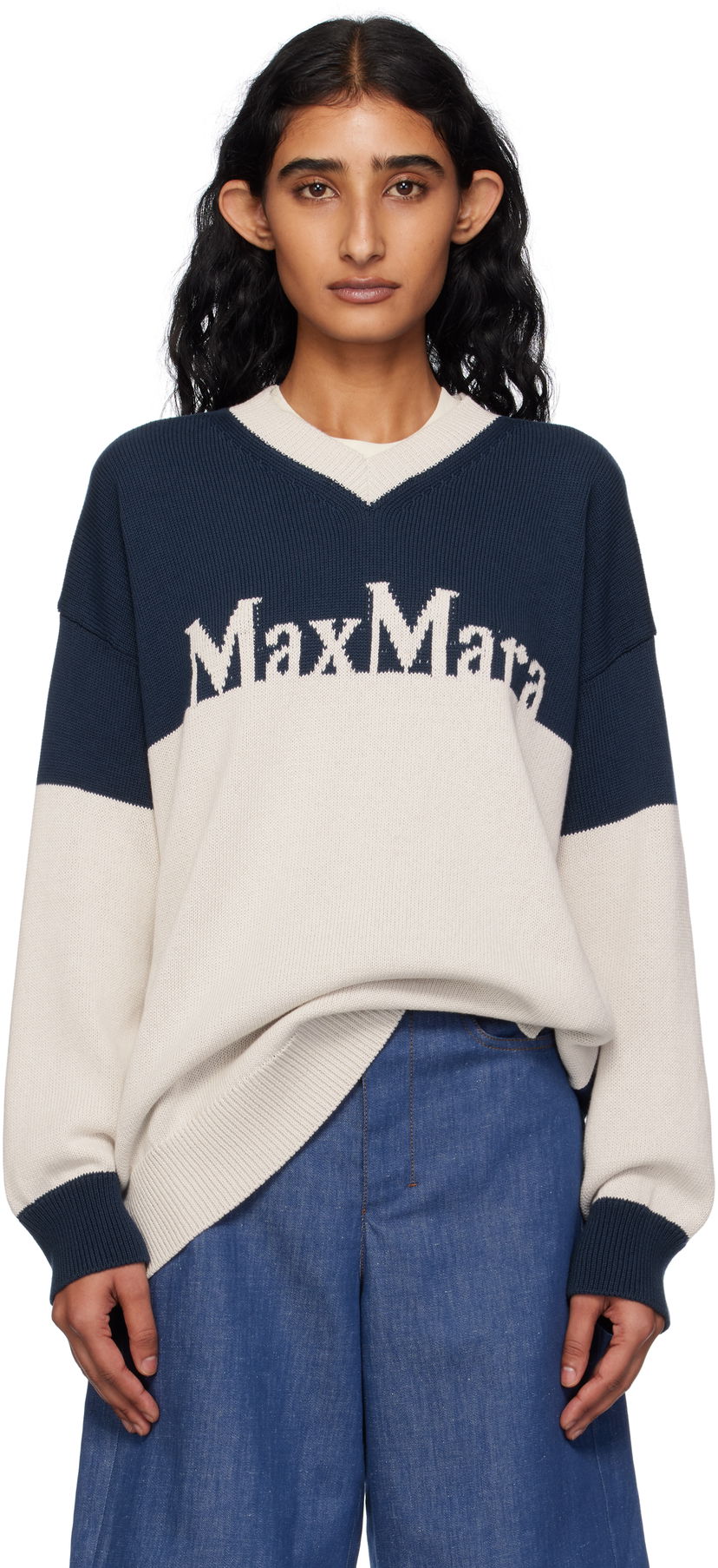 Džemper Max Mara Max Mara Luigi Colorblock Sweater Bež | 2519361043600