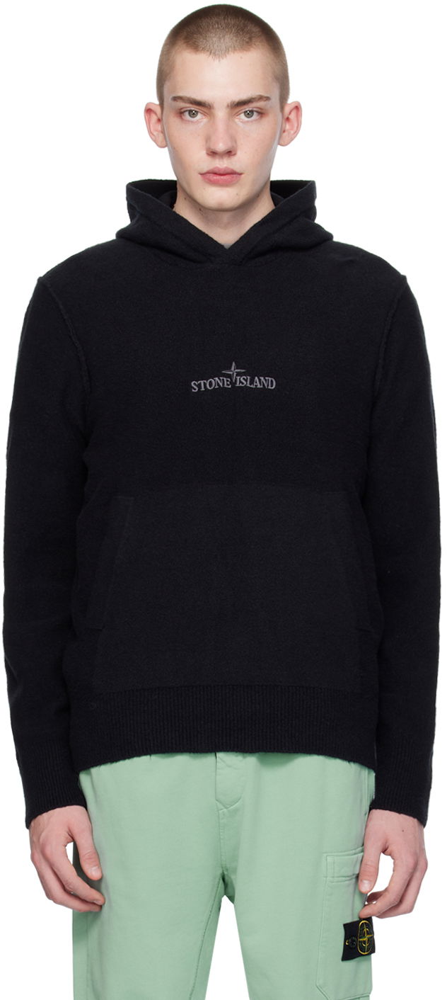 Dukserice Stone Island Embroidered Hoodie Crna | 8015513D2
