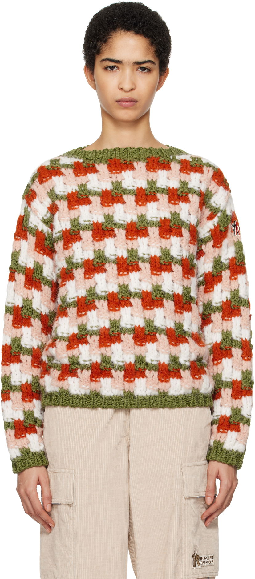 Džemper Moncler Wool & Alpaca Checkerboard Sweater Zelena | J20989C00002M4404