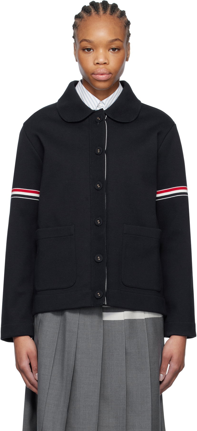 Džemper Thom Browne Thom Browne Cotton Loopback Work Jacket Tamnoplava | FKJ113A-Y3004