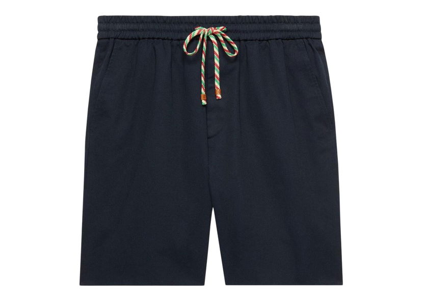 Kratke hlače Gucci Logo-Print Shorts Blue Tamnoplava | 694115 Z8A0M 4020