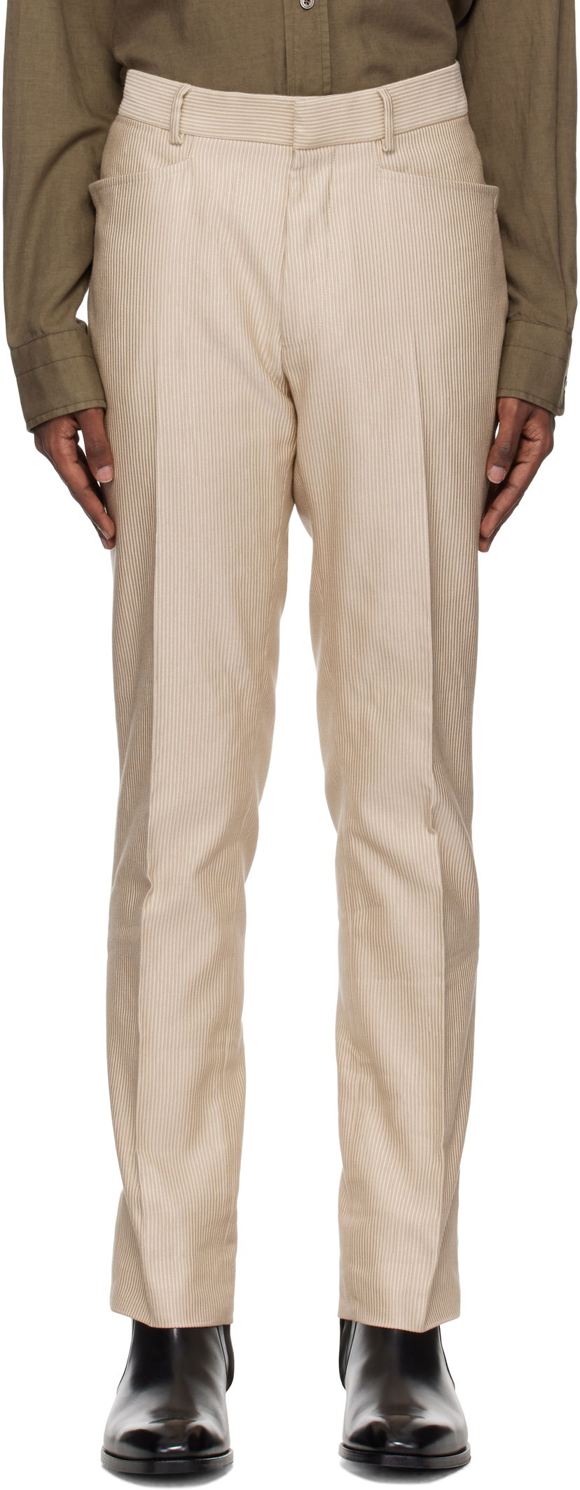 Hlače Tom Ford Cord Dyllan Trousers Bež | PLPW01-CSS10