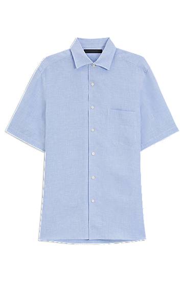 Košulja BOSS BECKHAM x BOSS Regular-Fit Linen Shirt Plava | 50548868