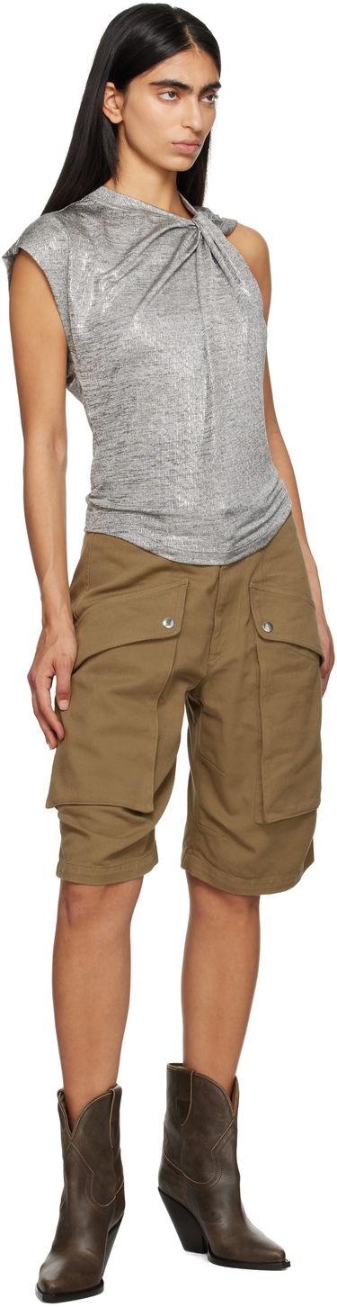 Majica bez rukava Isabel Marant Étoile Isabel Marant Etoile Women's Metallic Knotted Top Siva | 24ATS0238FA-B3N09E, 3