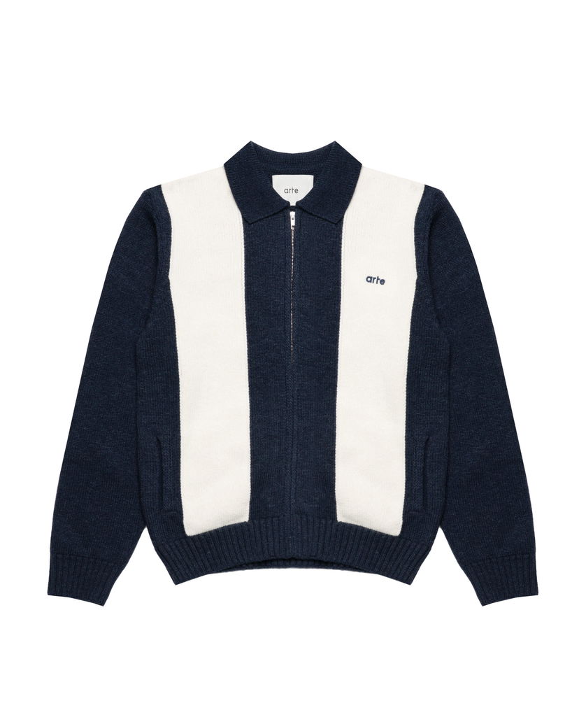 Džemper Arte Antwerp Arte Antwerp Knit Zip Polo Sweater Tamnoplava | AW25-257K-BLW