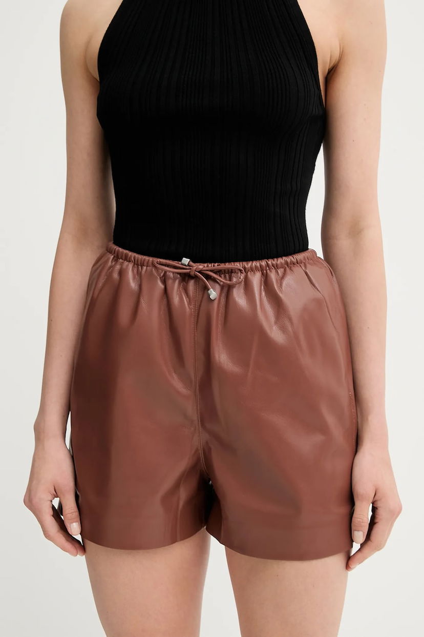 Kratke hlače Nanushka Nanushka ANIELA High-Waist Leather Shorts Smeđa | NW25SSST21875