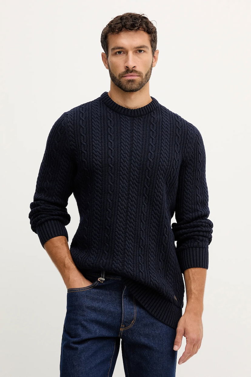 Džemper Barbour Barbour Cable Knit Sweater Tamnoplava | MKN1679