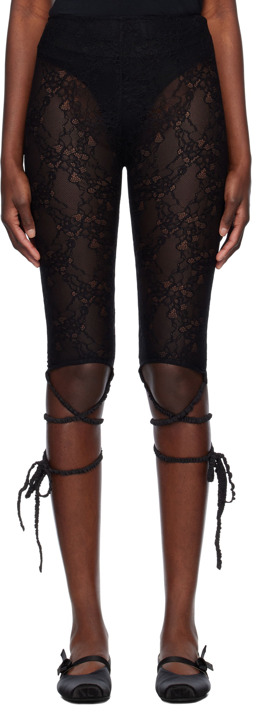 Tajice Ambush AMBUSH Lace Ribbon Leggings Crna | 12115423