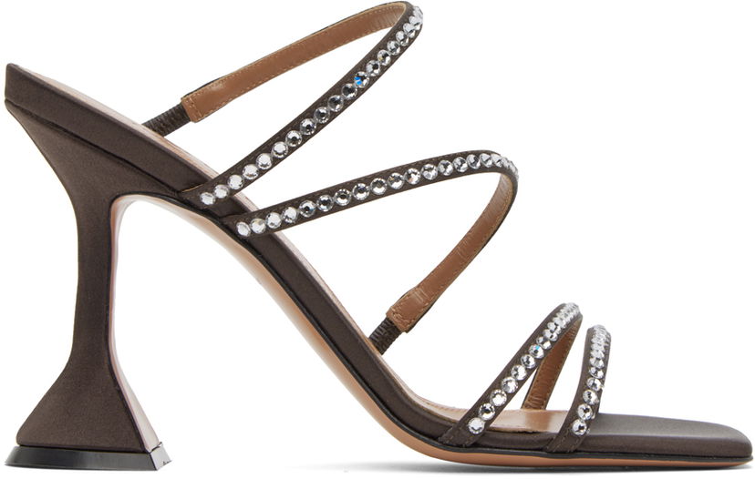 Dodaci Amina Muaddi Amina Muaddi Naima Crystal Slipper Heeled Sandals Siva | NAIMA CRYSTAL SLIPPER CL SATIN