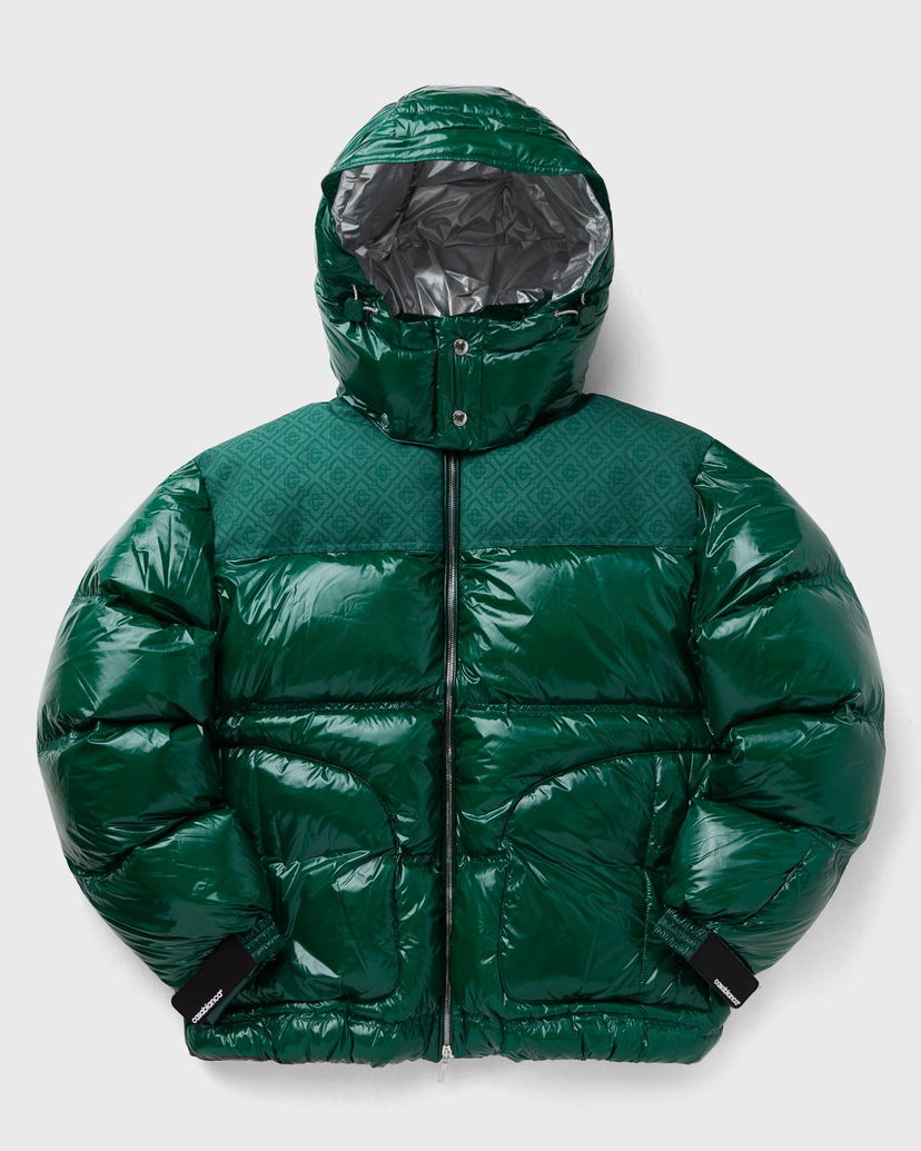 Pernata jakna Casablanca Shiny Hooded Puffer Jacket Zelena | MPF25-OT-197-01