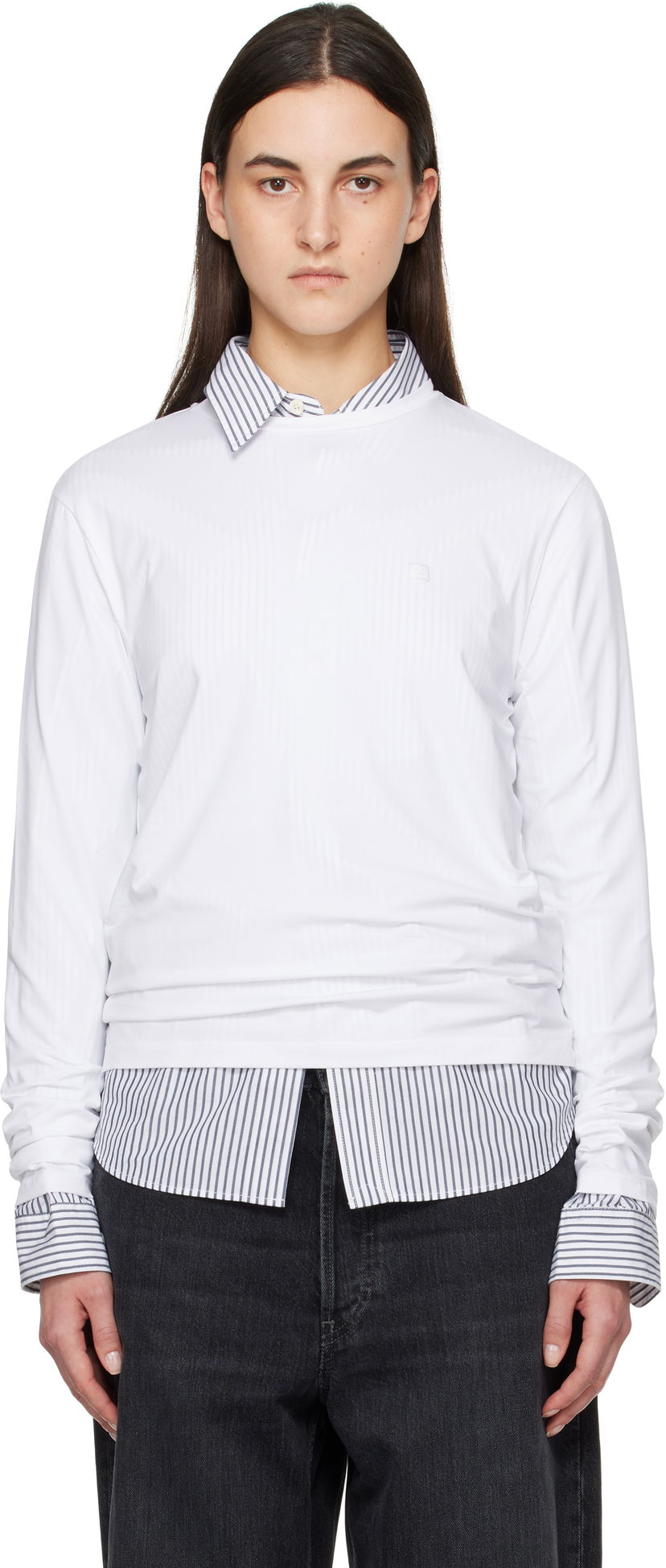 Džemper Acne Studios Acne Studios Long Sleeve T-Shirt Bijela | CL0311-