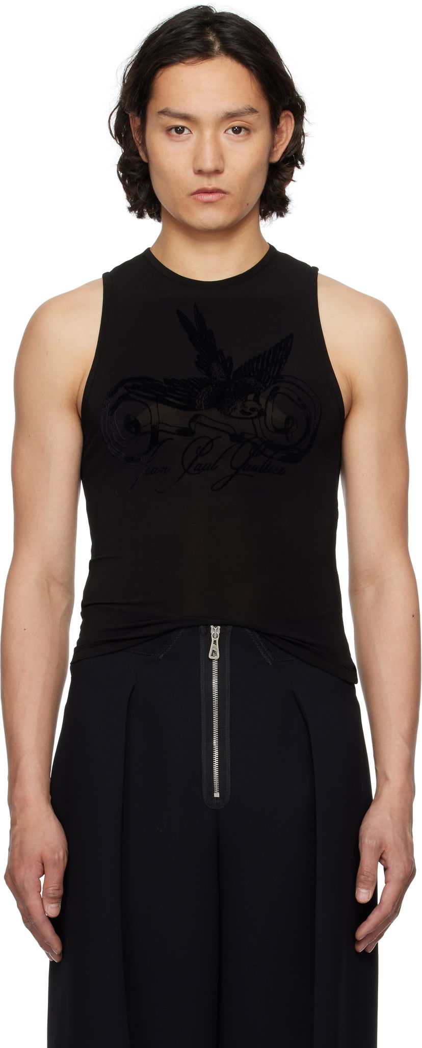 Majica bez rukava Jean Paul Gaultier Jean Paul Gaultier Flock Tattoo Tank Top Crna | 25/34-F-DB055I-J082-00