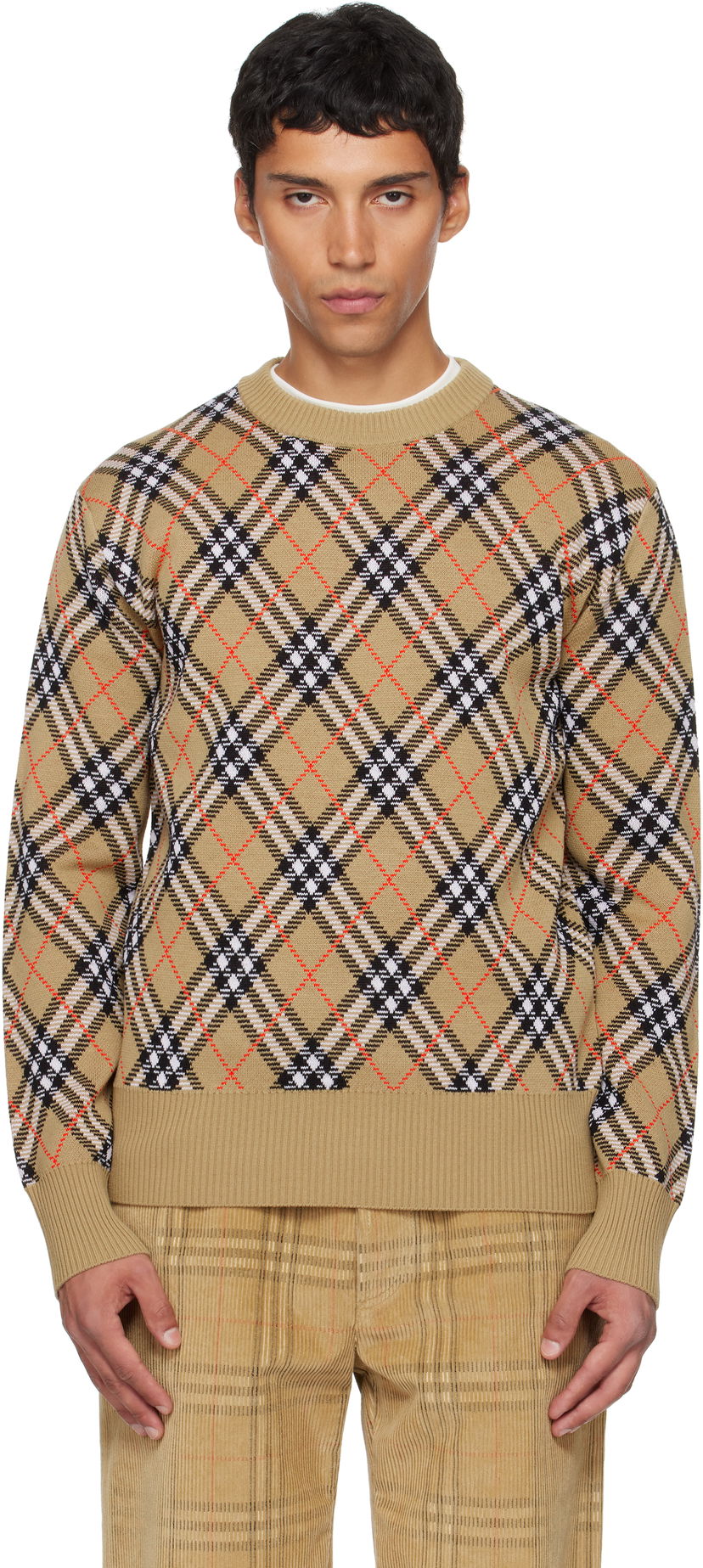 Džemper Burberry Burberry Check Snowdon Sweater Bež | 8110189