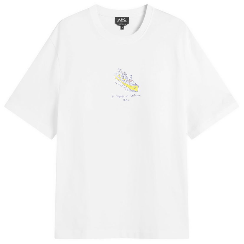 Majica kratkih rukava A.P.C. A.P.C. Men's Jack Voyage Graphic T-Shirt, Size Small Bijela | COHJC-H26517-AAB
