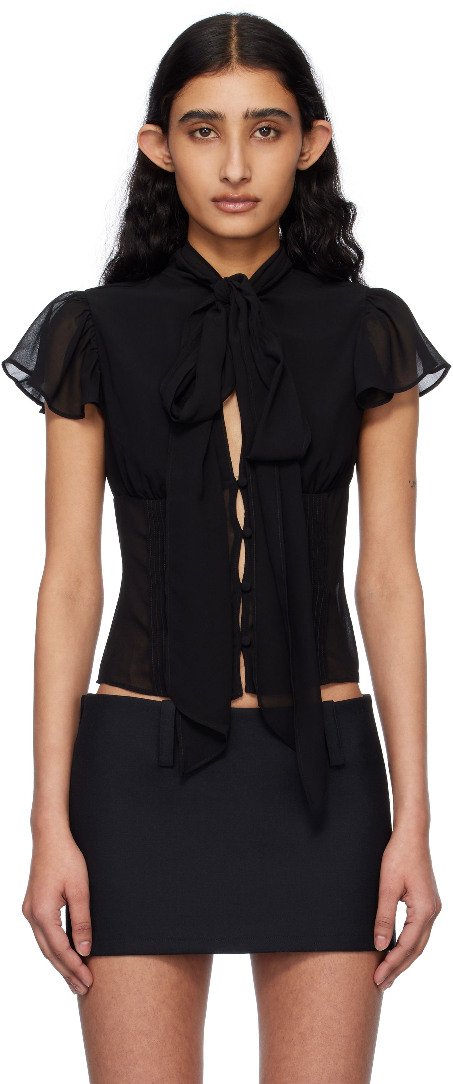Košulja GUIZIO Guizio Ara Tie-Front Blouse Crna | P24120W096, 0