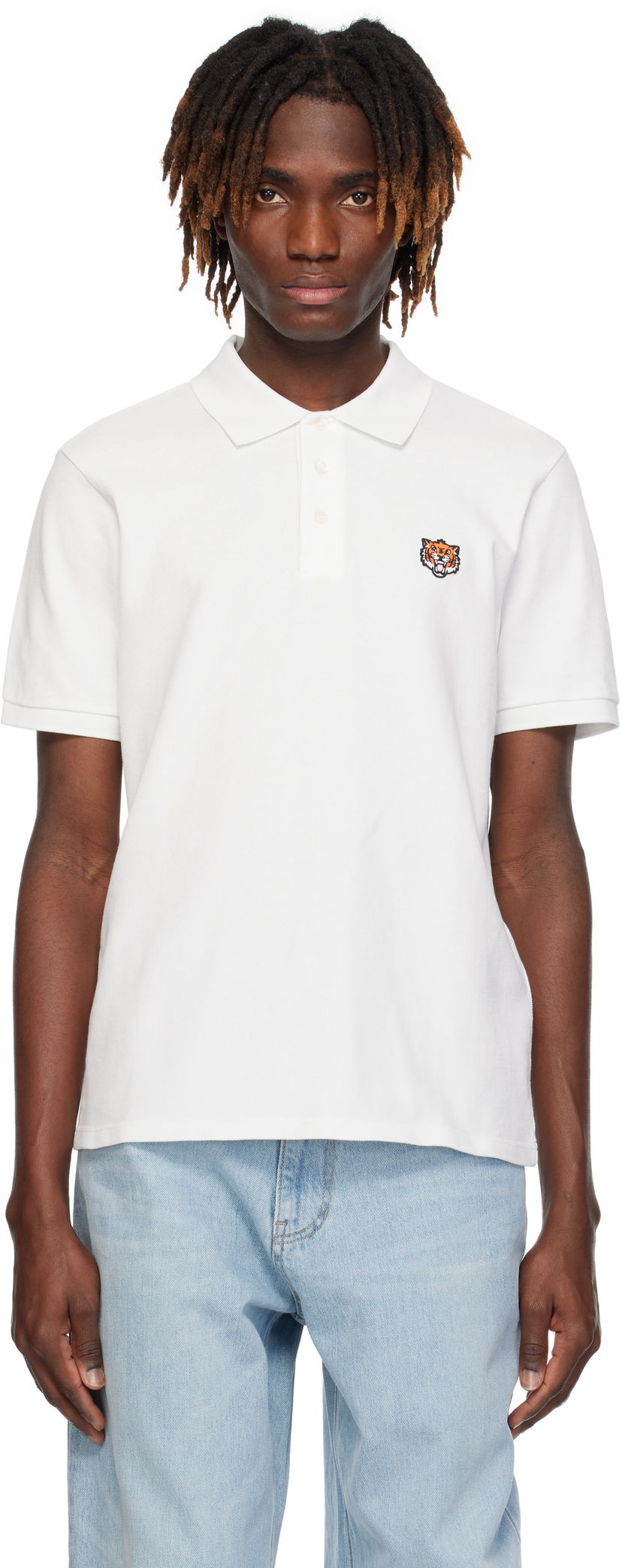 Polo majica KENZO Kenzo Paris 'Happy Tiger' Slim Polo Bijela | FF55PO5434PU