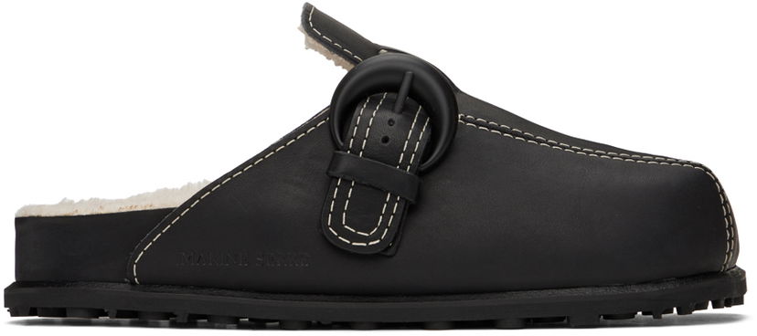 Odjeća Marine Serre Marine Serre Square Toe Shearling Slippers Crna | MFW013-BK99