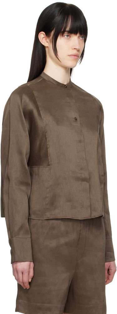 Košulja Loulou de Saison Loulou de Saison Siara Band Collar Blouse Smeđa | SIARA, 1