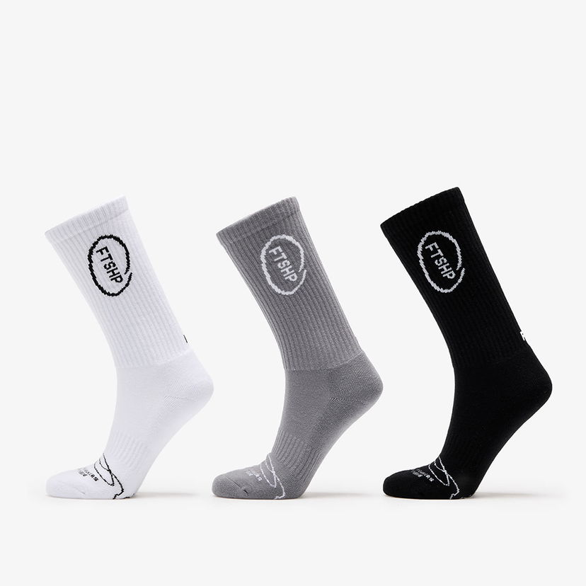 Čarape Footshop High Crew Socks 3-Pack Black/ White/ Grey Višebojno | FTSHP_369