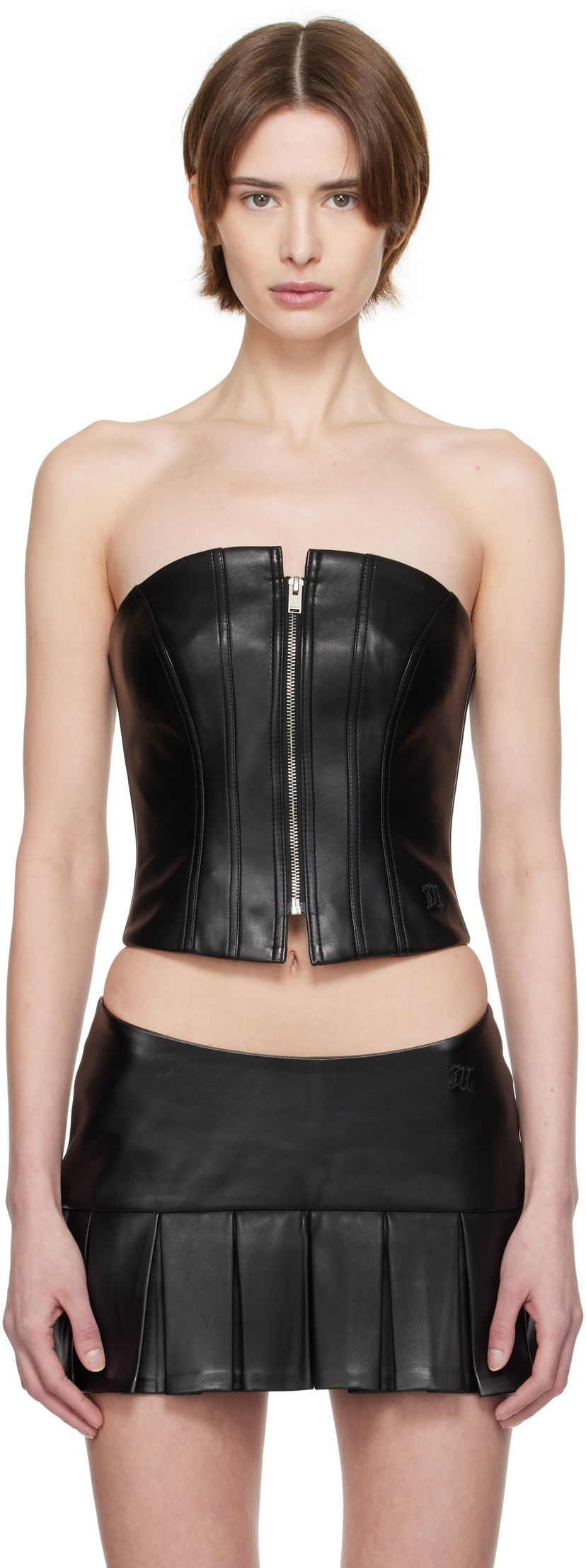 Majica bez rukava MISBHV MISBHV Faux-Leather Zip Top Crna | 250W142