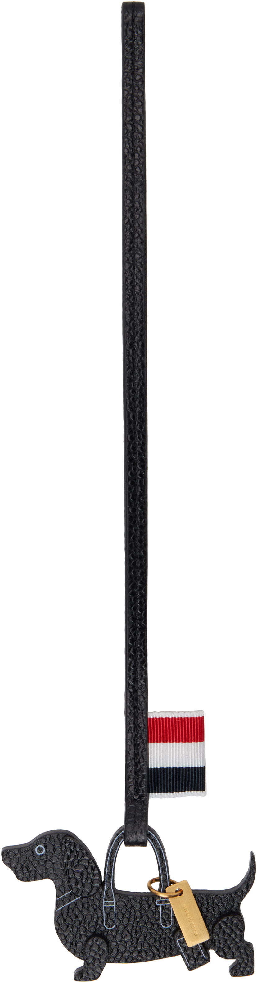 Privjesci za ključeve Thom Browne Grained Leather Dog Keychain Crna | UAM064A-00198