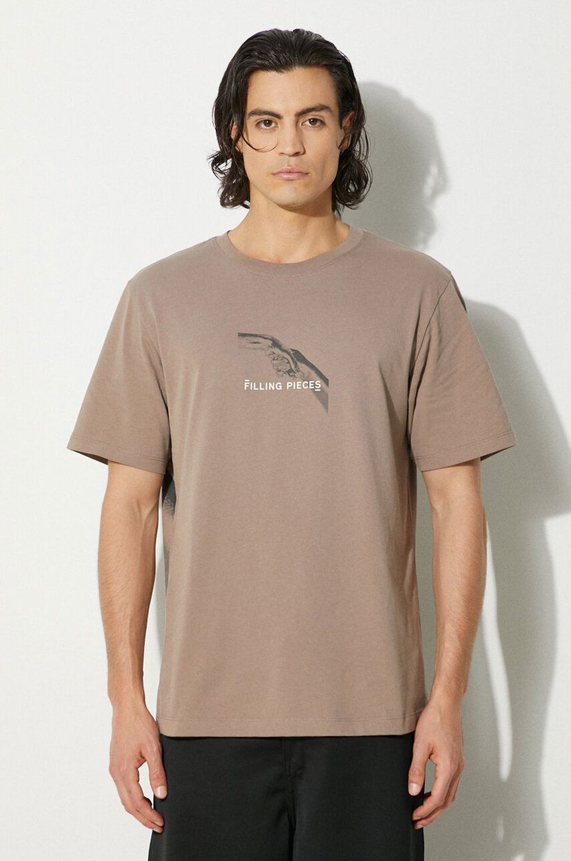 Majica kratkih rukava Filling Pieces Handshake T-Shirt With Print Bež | 74413631407