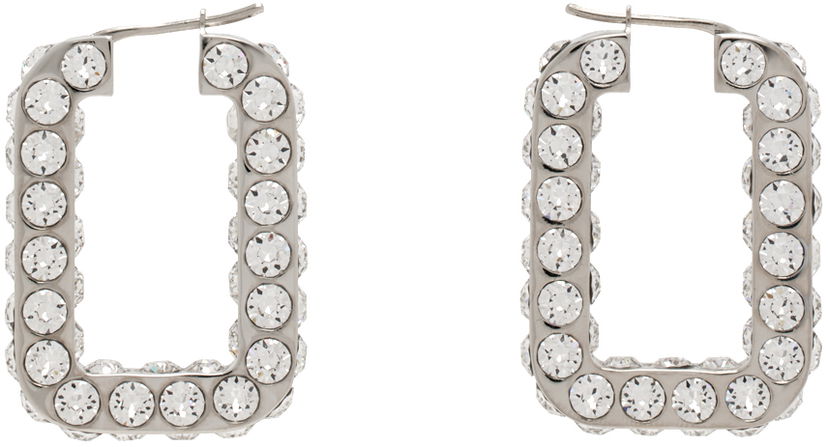Naušnice Amina Muaddi Crystals Hoop Earrings Metalik | CHARLOTTE HOOP