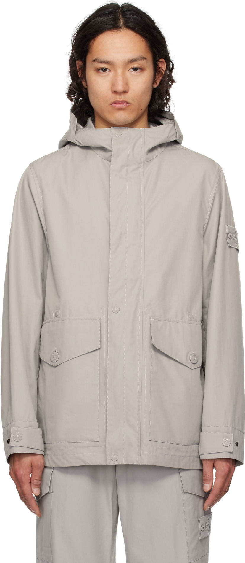 Kabanica Stone Island Stone Island Weatherproof Cotton Canvas Hooded Jacket Siva | K1S15 4100035 S00F1